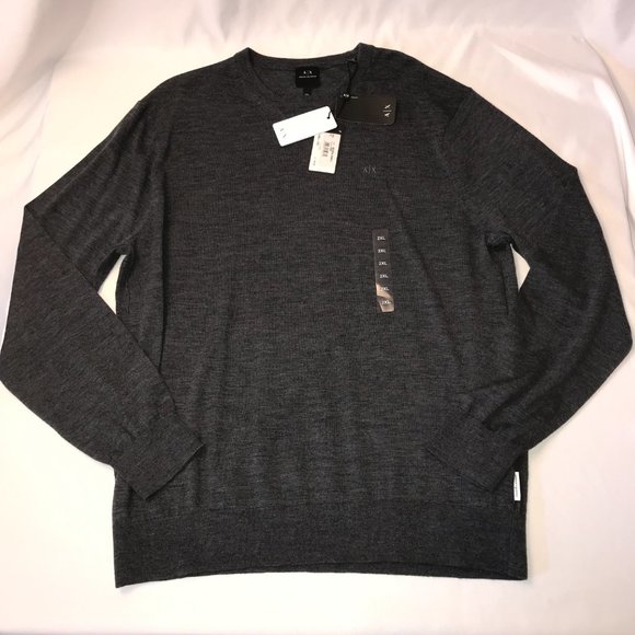 A|X Armani Exchange Men's Sweater Virgin Wool Grey Size 2XL 8NZM3A ZM8AZ NEW $90 - Picture 5 of 13